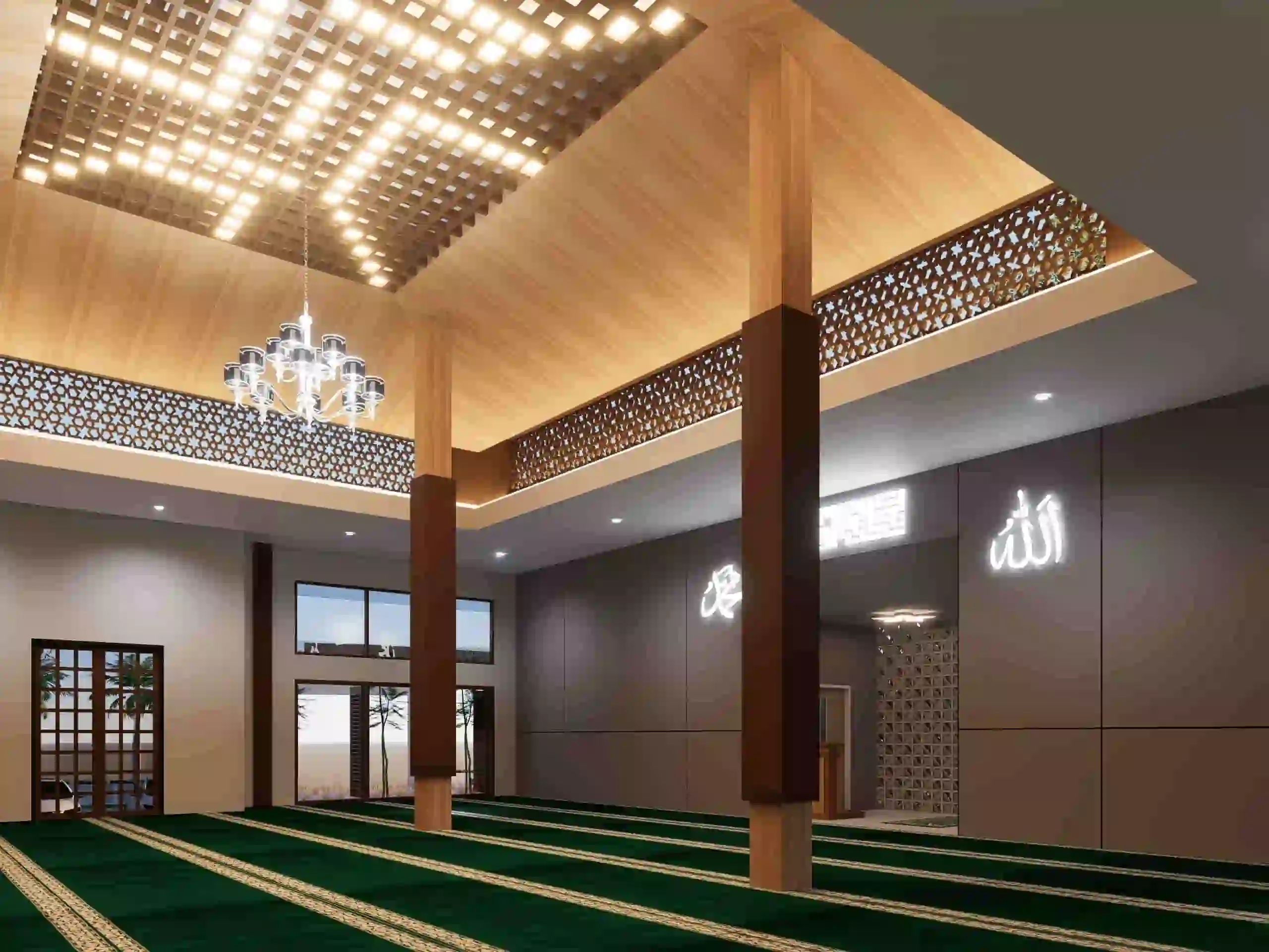 Fasad bangunan tempat ibadah dengan desain arsitektur modern